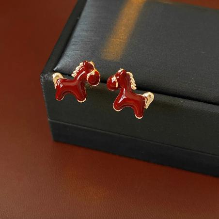 Cartoon Horse Enamel Drop Earrings | Trendy Silver Jewelry