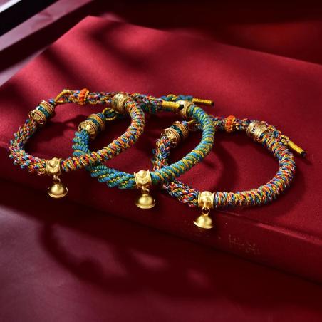Renkli Boncuklar ve Zil ile Tibet Şans Bileziği