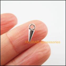 Winzige konische Anhänger: 80er-Packung tibetische Silberanhänger 4x11mm