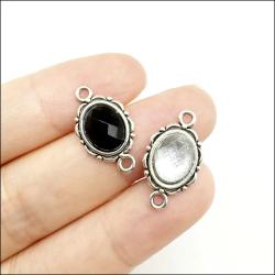 Acrylic Charm Connectors | Tibetan Silver Tone Pendants - 24 Pieces