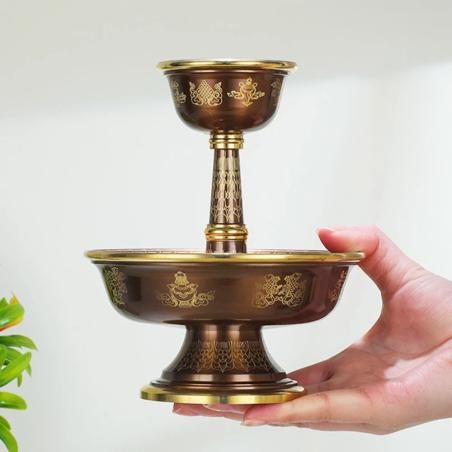 Tibetischer Kupfer-Schutzbecher: 8 Glückssymbole, buddhistischer Schmuck