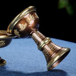 Tibetischer Kupfer-Schutzbecher: 8 Glückssymbole, buddhistischer Schmuck