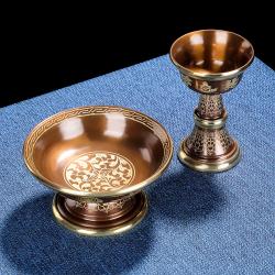 Tibetischer Kupfer-Schutzbecher: 8 Glückssymbole, buddhistischer Schmuck