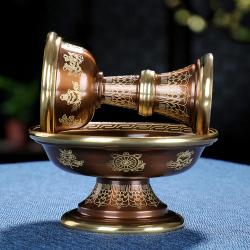 Tibetischer Kupfer-Schutzbecher: 8 Glückssymbole, buddhistischer Schmuck