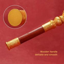 Ruota della preghiera a manovella in rame - Stile tibetano con manico in legno di sandalo