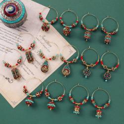 Ohrhänger im tibetischen Stil | Vintage-Schmuck aus Kupfer und Edelsteinen