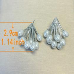 White Pearl Cluster Earrings | Elegant & Luxurious