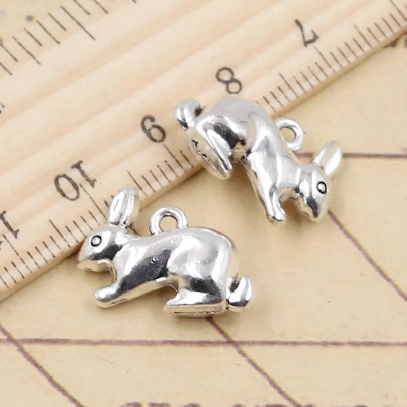 3D Rabbit Charms (10 pcs) - Tibetan Silver Jewelry Making Supplies
