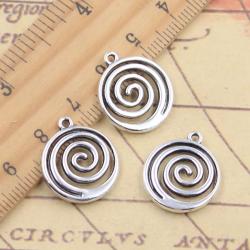 Spiral Charm Set: 10 Antique Silver Helix Pendants for Jewelry Making
