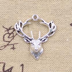 Antike Silberanhänger in Form von Hirschköpfen (20 Stück) für DIY-Schmuck