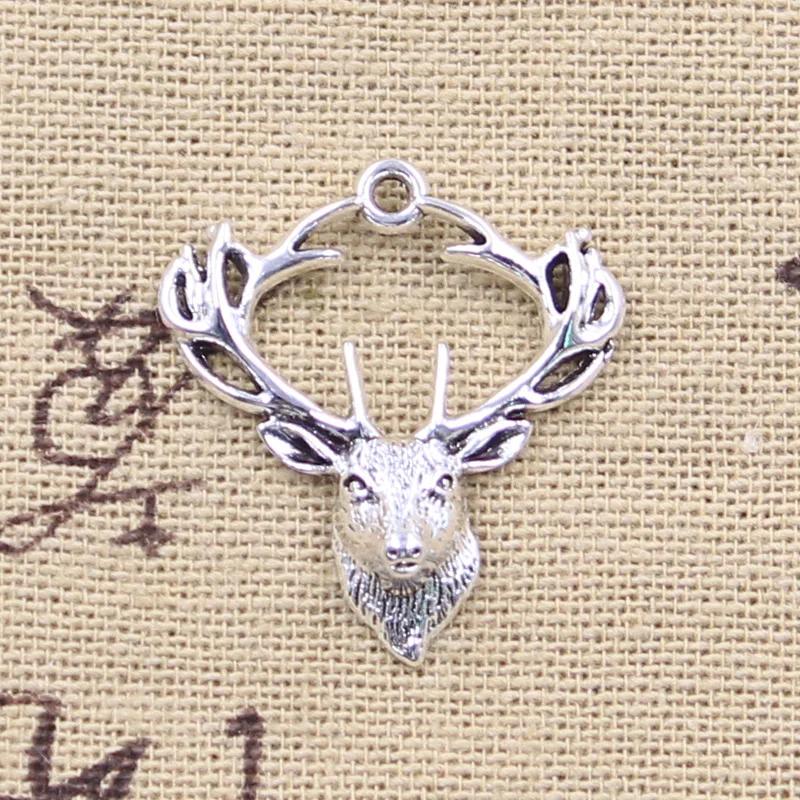 Antike Silberanhänger in Form von Hirschköpfen (20 Stück) für DIY-Schmuck
