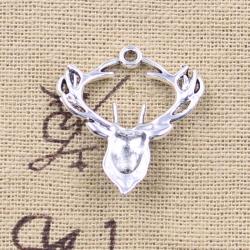 Antike Silberanhänger in Form von Hirschköpfen (20 Stück) für DIY-Schmuck