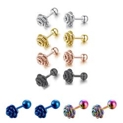 Boucles d'oreilles Rose Noire - Acier inoxydable et argent