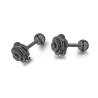 Boucles d'oreilles Rose Noire - Acier inoxydable et argent