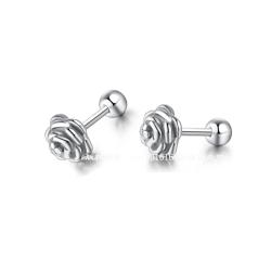 Boucles d'oreilles Rose Noire - Acier inoxydable et argent