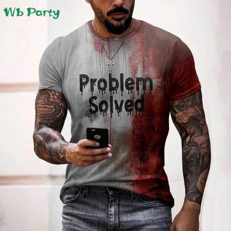 T-shirt d'horreur pour Halloween : T-shirt homme imprimé sanglant en 3D