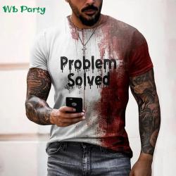 T-shirt d'horreur pour Halloween : T-shirt homme imprimé sanglant en 3D