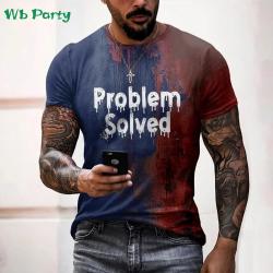 T-shirt d'horreur pour Halloween : T-shirt homme imprimé sanglant en 3D
