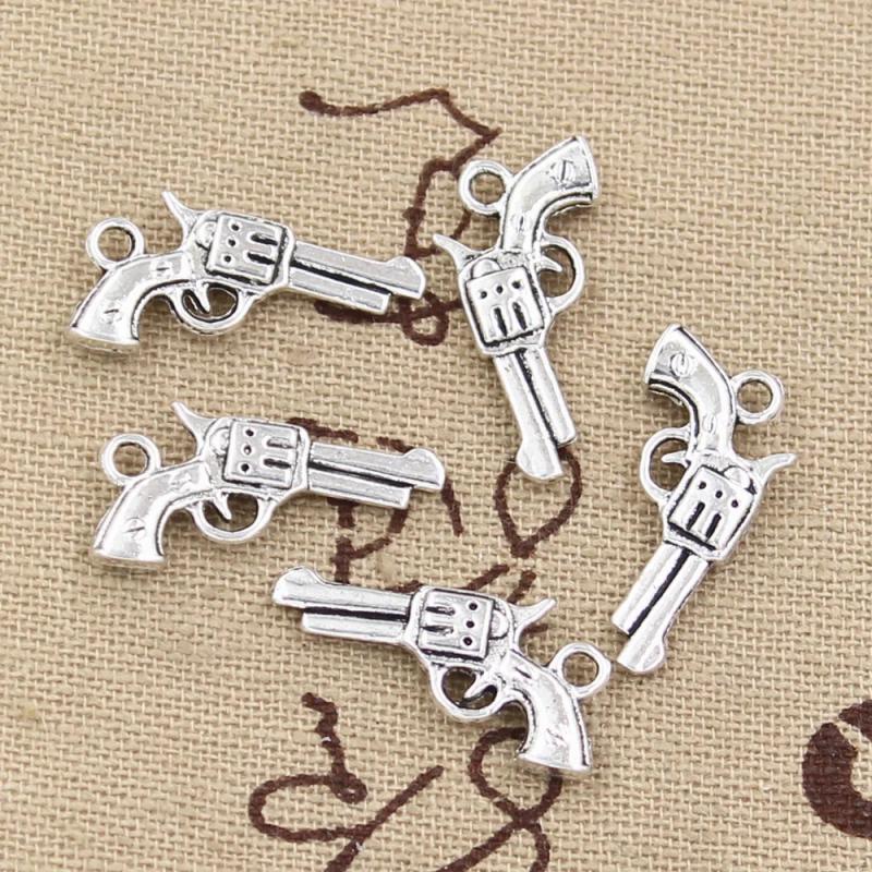 Antikes Pistolen-Anhänger-Set | 15-teilig für DIY-Schmuck und Bastelarbeiten