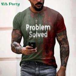 T-shirt d'horreur pour Halloween : T-shirt homme imprimé sanglant en 3D
