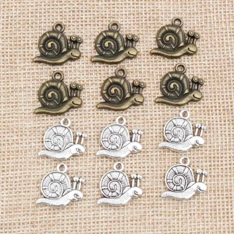 Antique Silver Snail Charms - 15pc Set for Jewelry Making