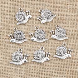 Antique Silver Snail Charms - 15pc Set for Jewelry Making