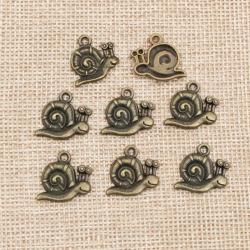 Antique Silver Snail Charms - 15pc Set for Jewelry Making
