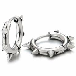 Stainless Steel Spike Hoop Earrings - Gothic | Punk Rock Style