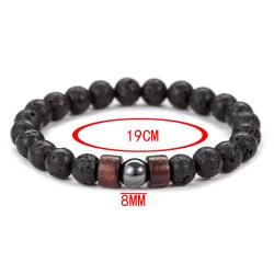 Bracelet pour homme en perles de pierre volcanique et de bois | Style tibétain fait main