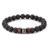 Bracelet pour homme en perles de pierre volcanique et de bois | Style tibétain fait main