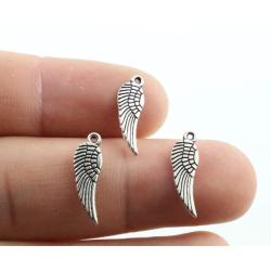 Antique Silver Wing Charms (50 Pack) - DIY Pendants for Jewelry Making