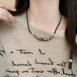 Tibetan Agate Feng Shui Necklace | Stylish Bead Pendant Gift