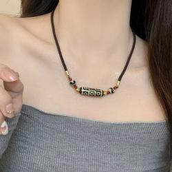 Tibetan Agate Feng Shui Necklace | Stylish Bead Pendant Gift