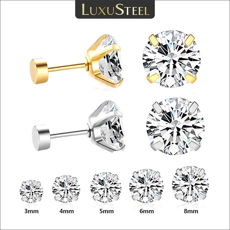 Luxury Stainless Steel Crystal Studs Earrings (For Women & Men)