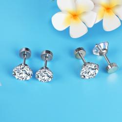 Luxury Stainless Steel Crystal Studs Earrings (For Women & Men)