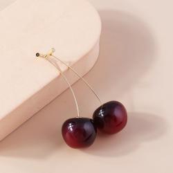 Orecchini pendenti a forma di ciliegia rossa - Ciondoli di frutta carini ed eleganti