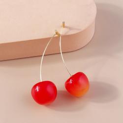 Orecchini pendenti a forma di ciliegia rossa - Ciondoli di frutta carini ed eleganti