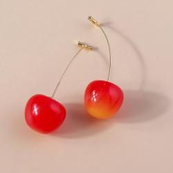 Orecchini pendenti a forma di ciliegia rossa - Ciondoli di frutta carini ed eleganti