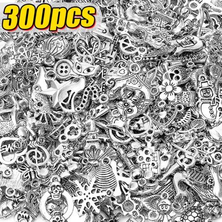 Tibet Gümüşü Charm Kolye Uçları: 100/300 Hayvan Figürlü ve Daha Fazlası Takı Yapımı İçin...