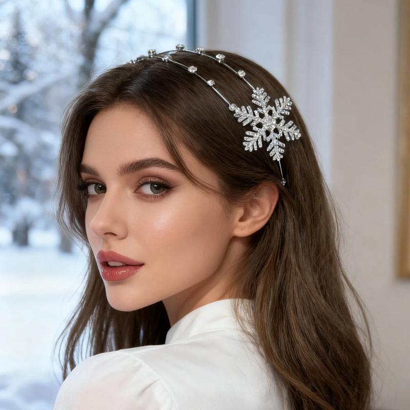 Bandeaux à cheveux en strass et flocons de neige - Accessoires de cheveux luxueux et tendance