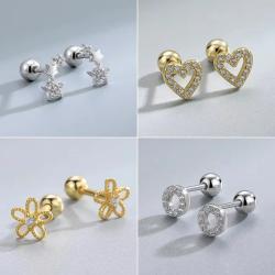 Boucles d'oreilles puces en forme de cœur | Hypoallergéniques et à vis
