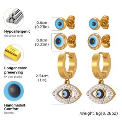 Turkish Evil Eye Stud Earrings - Gold Plated for Women