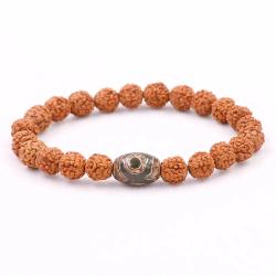 Braccialetto di perline Rudraksha e Dzi: gioielli curativi naturali per la fortuna