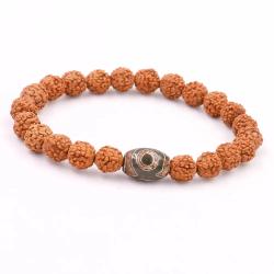 Braccialetto di perline Rudraksha e Dzi: gioielli curativi naturali per la fortuna