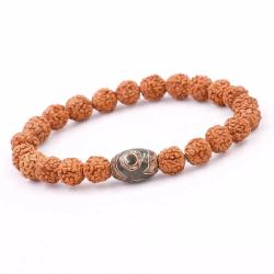 Braccialetto di perline Rudraksha e Dzi: gioielli curativi naturali per la fortuna