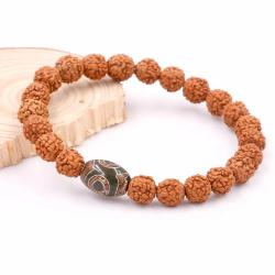 Braccialetto di perline Rudraksha e Dzi: gioielli curativi naturali per la fortuna