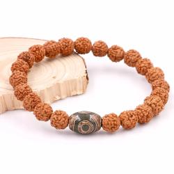 Braccialetto di perline Rudraksha e Dzi: gioielli curativi naturali per la fortuna