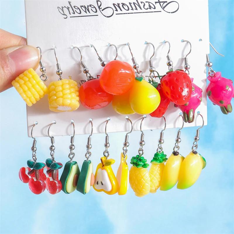 Summer Fruit Drop Earrings for Women | Stylish Resin Dangle Earrings