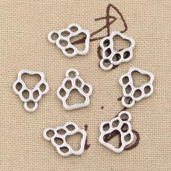 Ciondoli a forma di zampa di cane (50 pezzi) - Perline pendenti in bronzo antico e argento