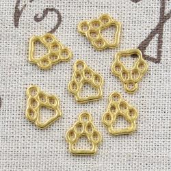Ciondoli a forma di zampa di cane (50 pezzi) - Perline pendenti in bronzo antico e argento